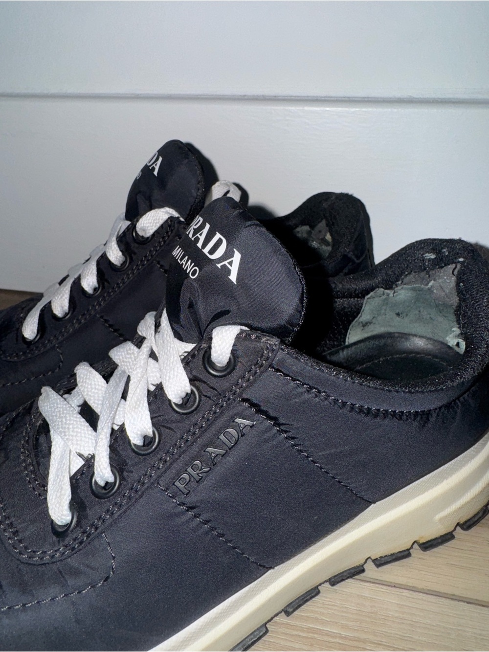 Prada Milano Men’s Black Suede Lace-Up Sneakers - Picture 5 of 12